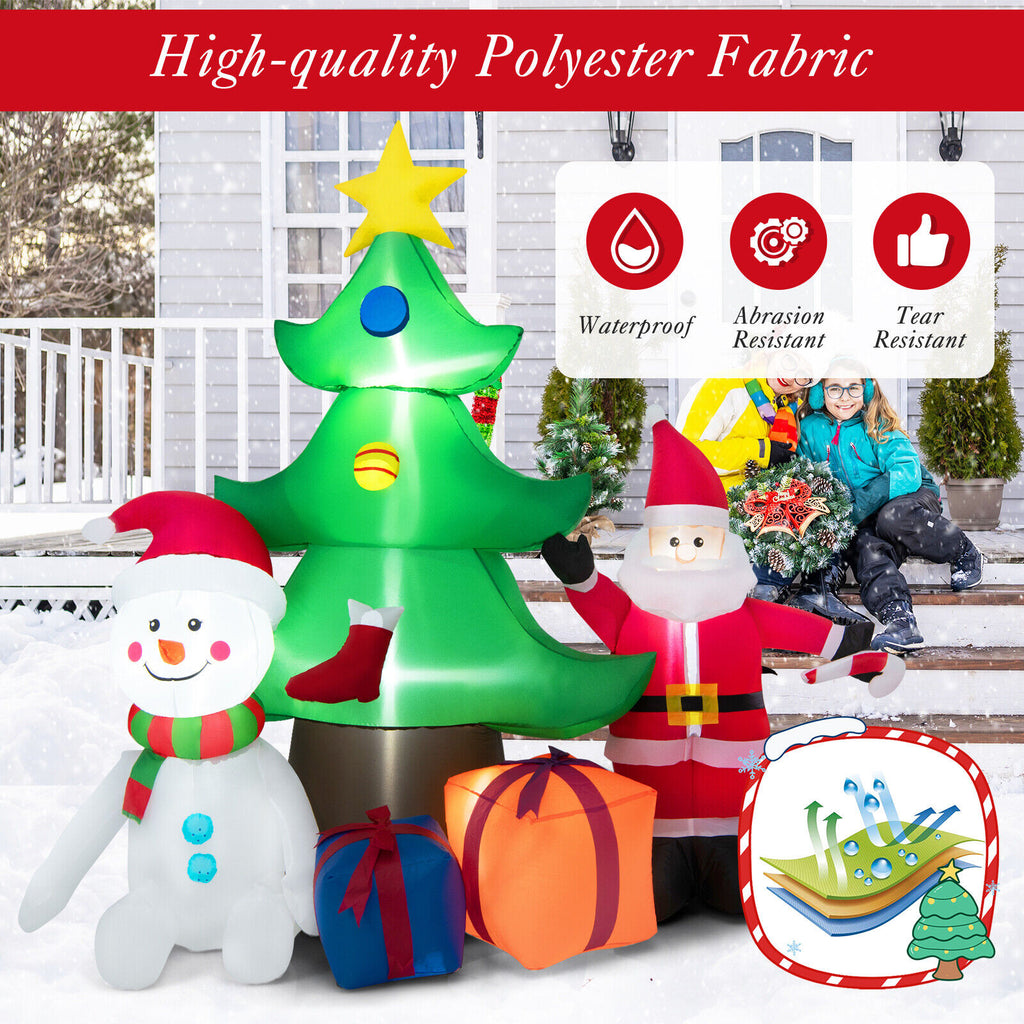 Inflatable Christmas Tree with Santa Claus and Lights - 7.2 Feet, Holiday Yard Decor - Style Variation