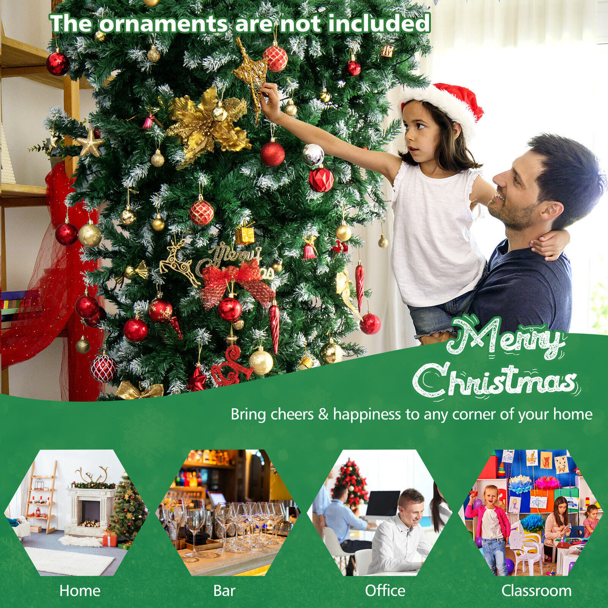 7.5 Feet Pre-Lit Upside Down Christmas Tree with 1100 Tips & 400 LED Lights - Holiday Decor