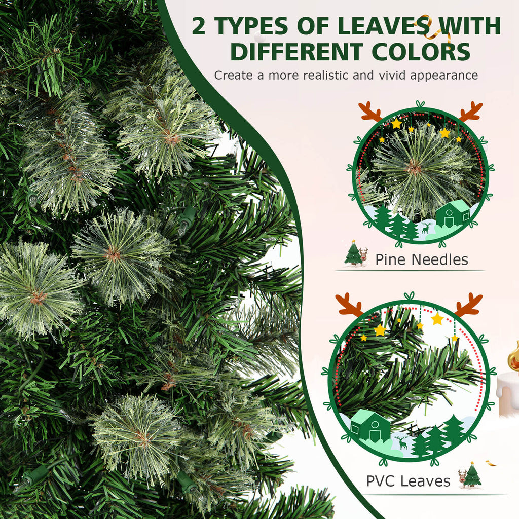 7ft Pre-Lit Half Christmas Tree with Pine Needles & 150 Warm White Lights