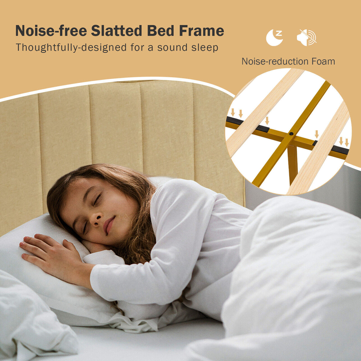 Full Size Upholstered Bed Frame with Quilted Headboard