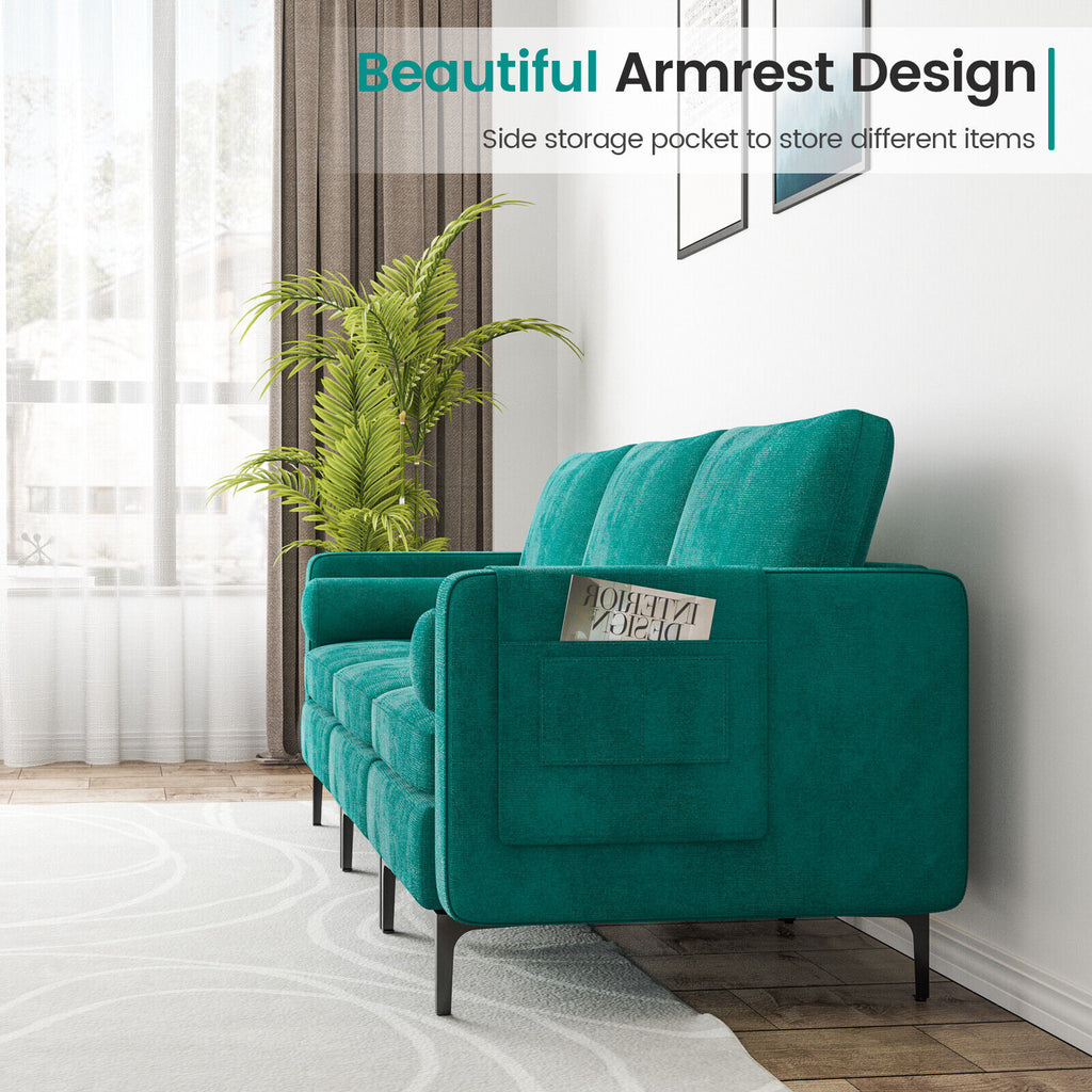 3-Seat Sofa with USB Ports and Storage - Teal
