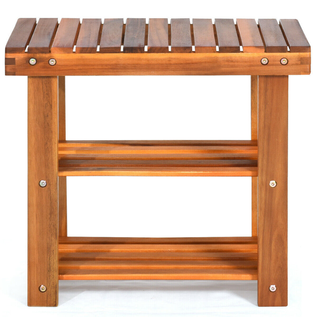 3-Tier Wood Shoe Rack 19' Bench Boots Organizer