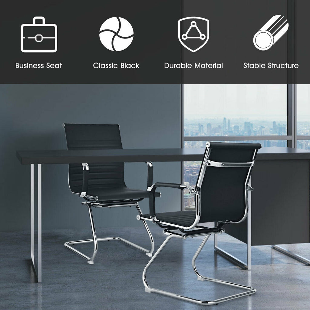 Conference Chair Set of 2 with Armrest Sleeves - Black