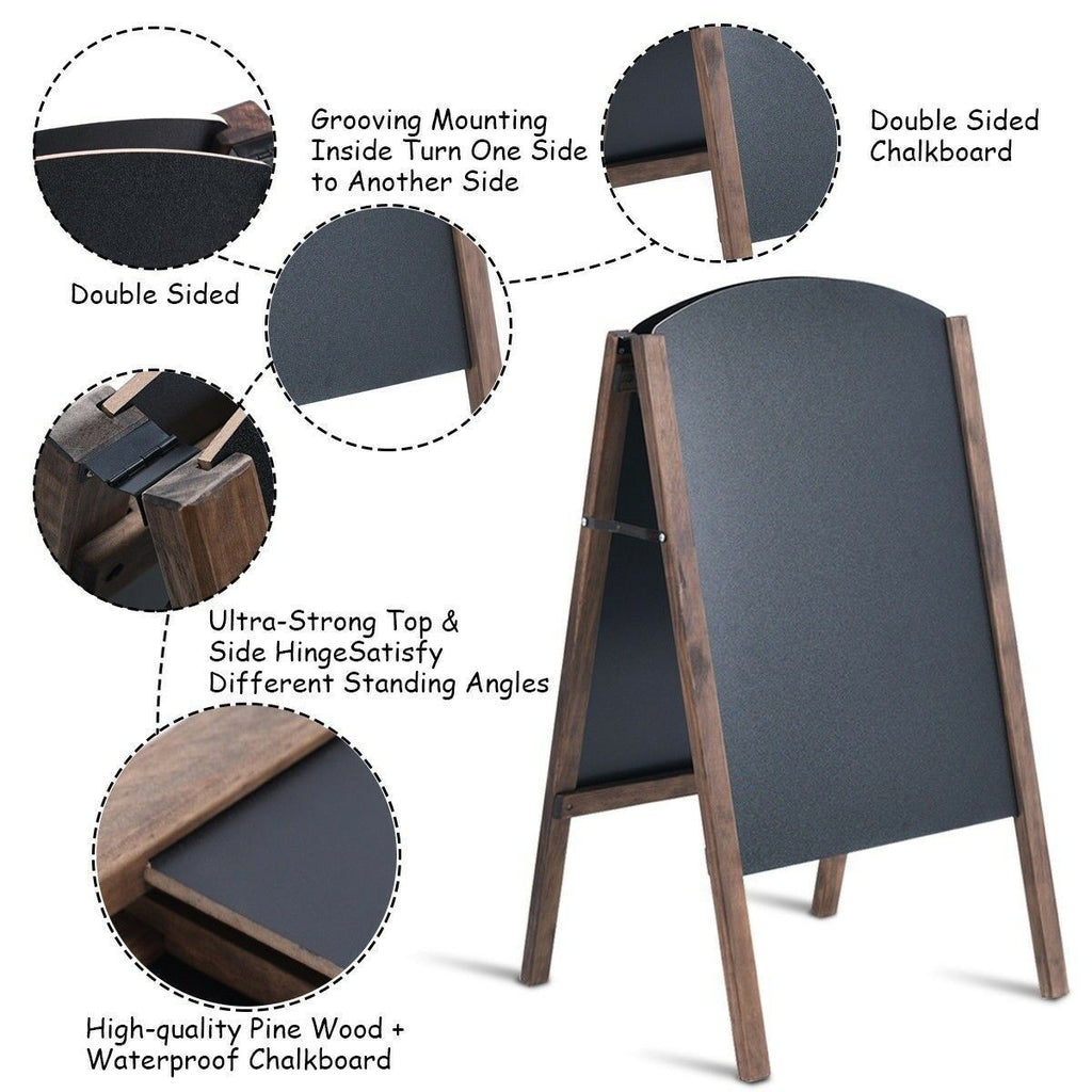 31.5 Inch Wooden A-Frame Sidewalk Signage Chalkboard for Outdoor Advertising