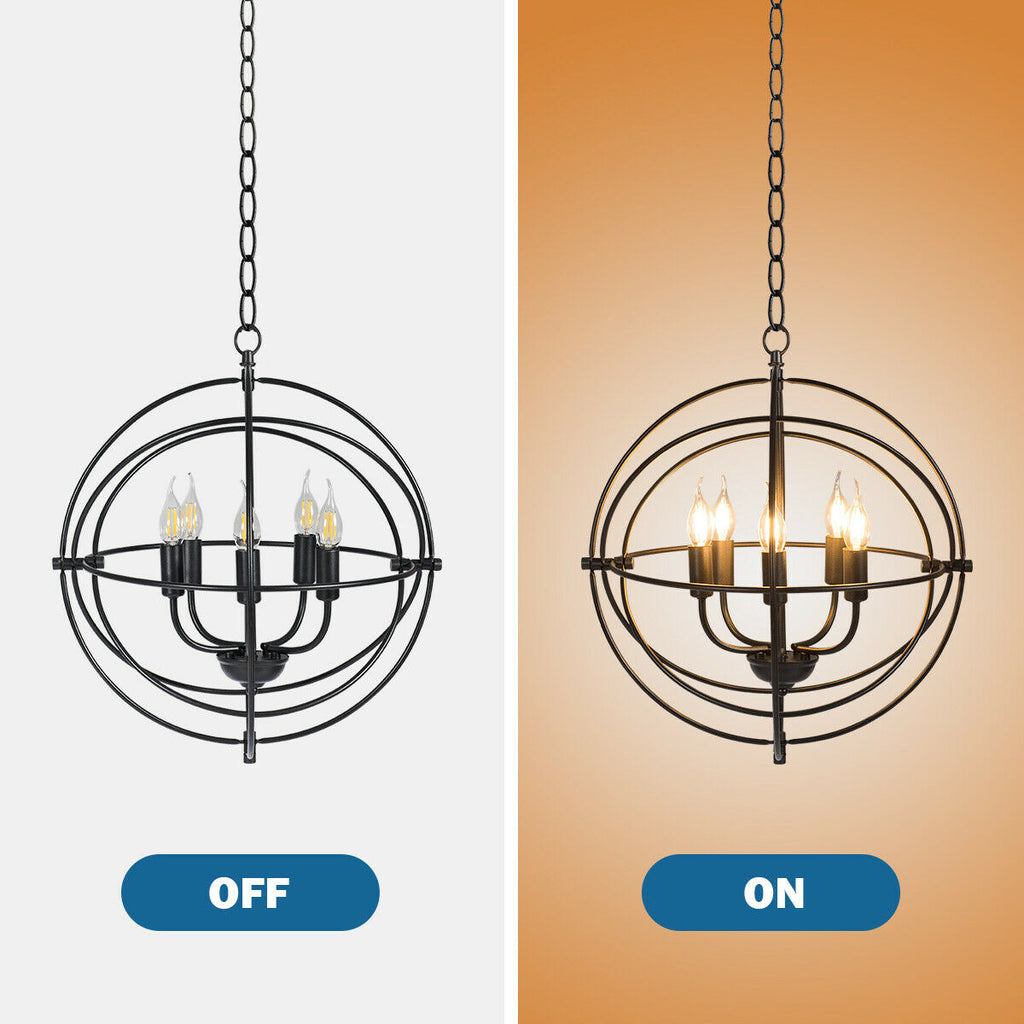 20 Inch Metal Chandelier with Pivoting Interlocking Rings - Industrial Ceiling Light