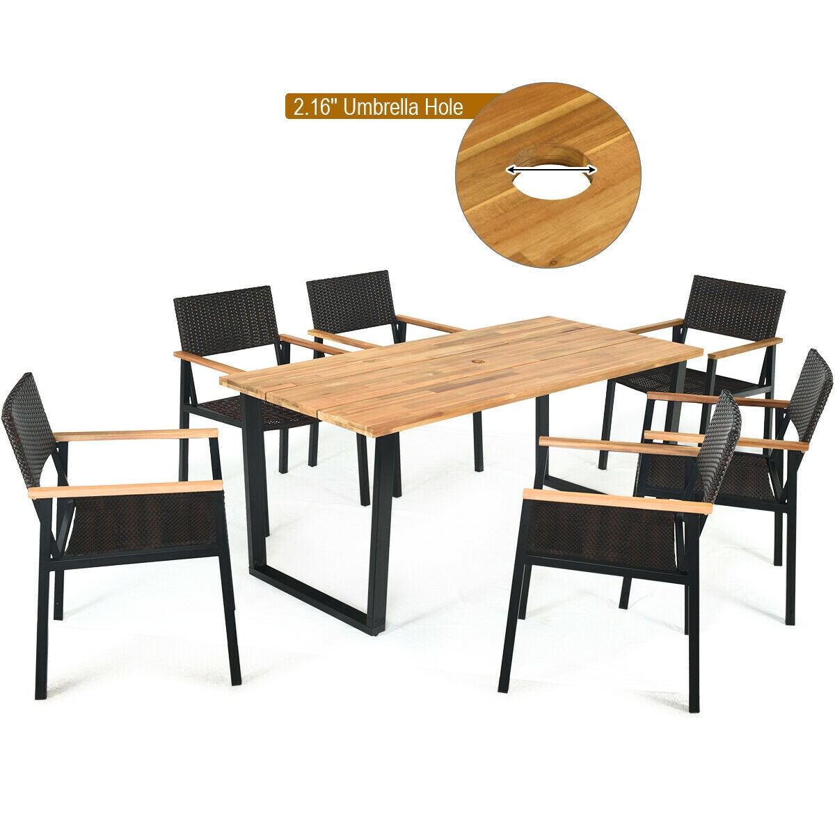 7-Piece Outdoor Dining Set with Acacia Wood Table - Style 2