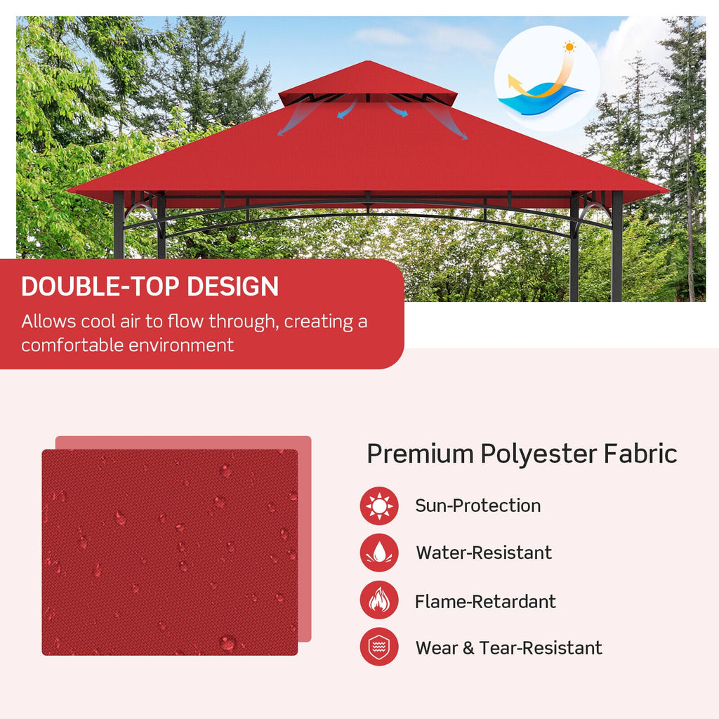 8 x 5 Feet Outdoor Double-Tiered Barbecue Grill Gazebo Canopy Tent