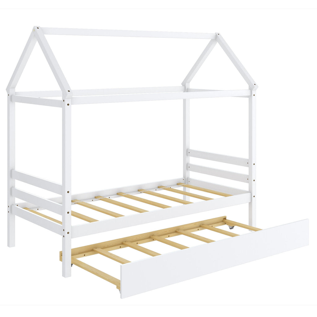 Kids Platform Bed Frame with Roof - Gray