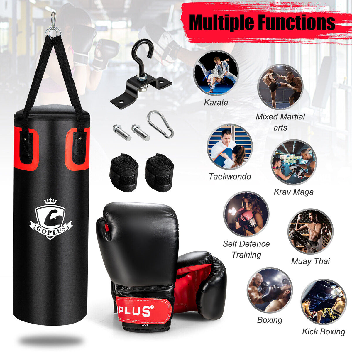 56/63 Lbs Filled Punching Bag Set with Boxing Gloves - Heavy Bag for Martial Arts Training
