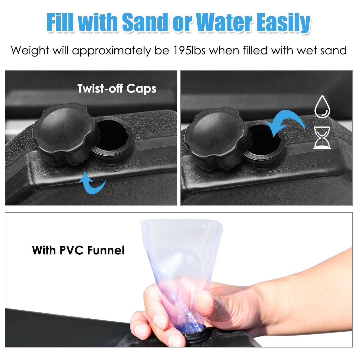4 Pieces 195 lbs Patio Cantilever Offset Umbrella Base Weight Sand