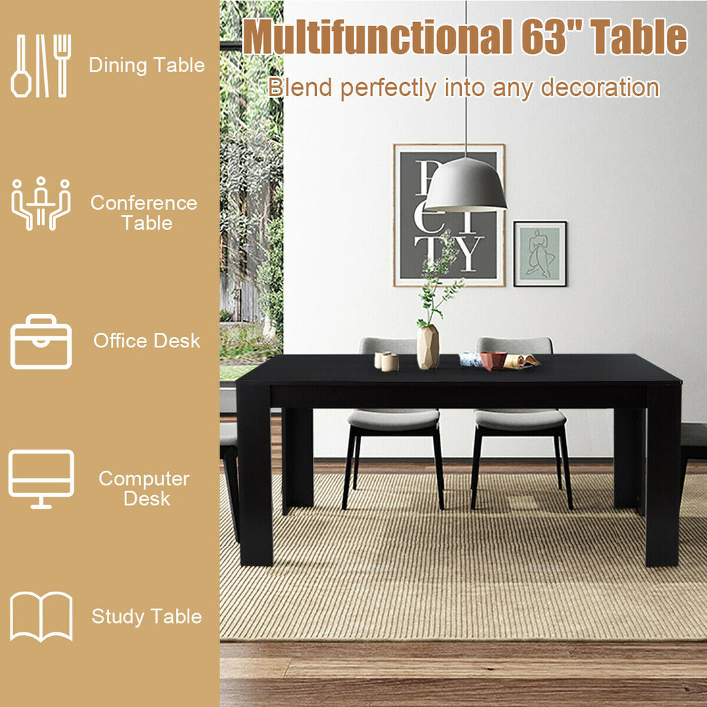 63 Inch Rectangular Dining Table, Black