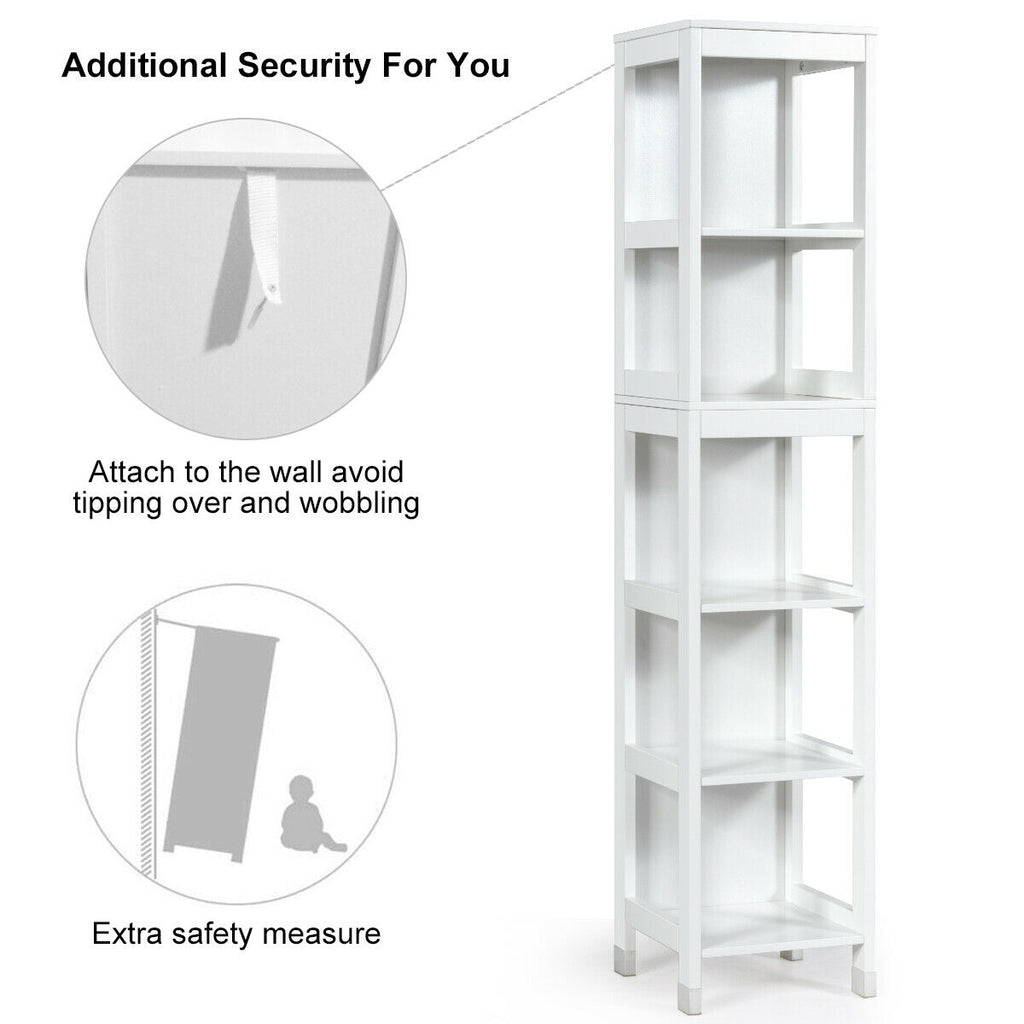 5-Tier Bathroom Floor Cabinet with 2 Drawers