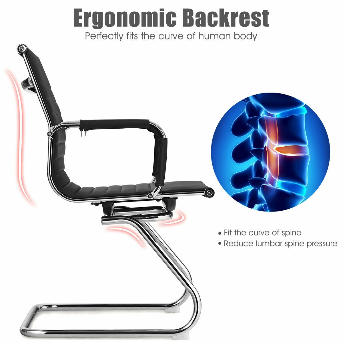 Conference Chair Set of 2 with Armrest Sleeves - Black