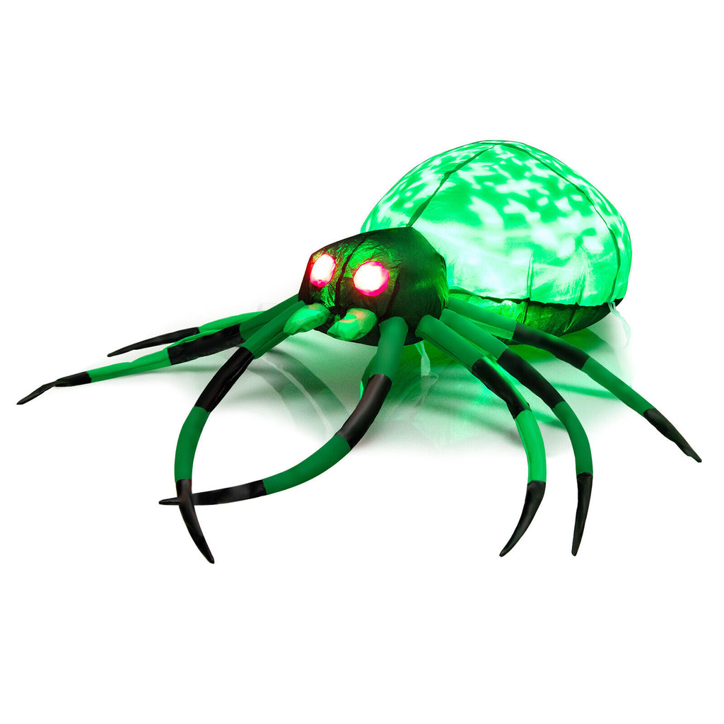 Inflatable Halloween Spider with Cobweb and LED Lights - 3.5 Feet Long Yard Decor