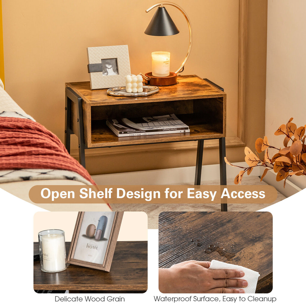 Stackable Nightstand with Metal Frame - Accent Table