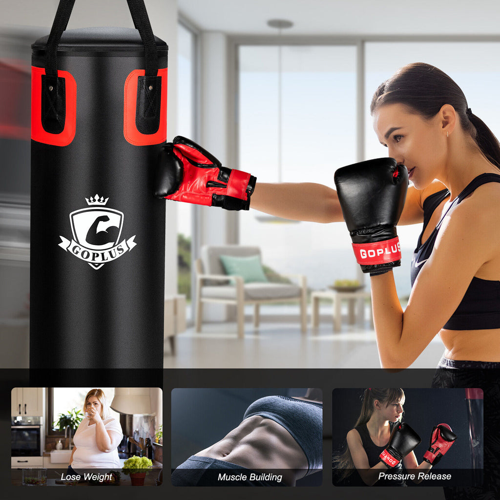 56/63 Lbs Filled Punching Bag Set with Boxing Gloves - Heavy Bag for Martial Arts Training