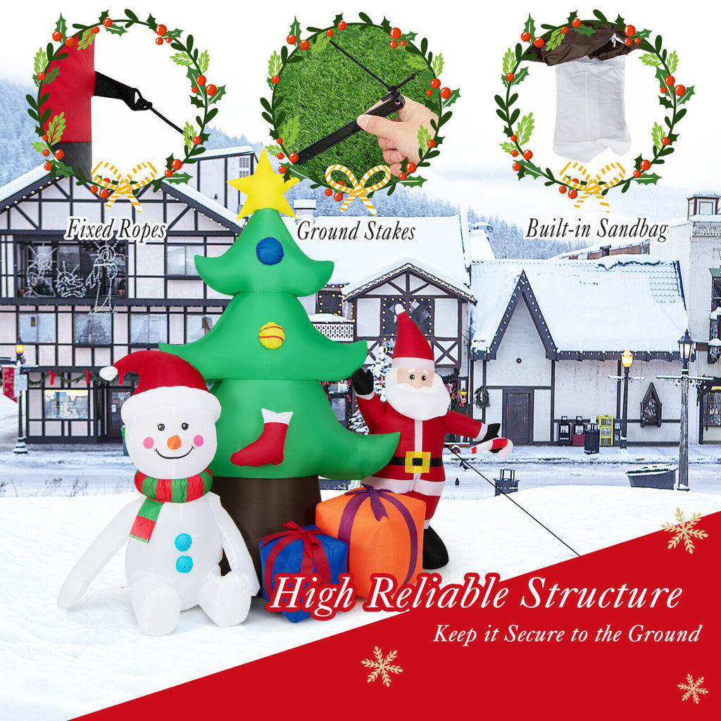 Inflatable Christmas Tree with Santa Claus and Lights - 7.2 Feet, Holiday Yard Decor - Style Variation