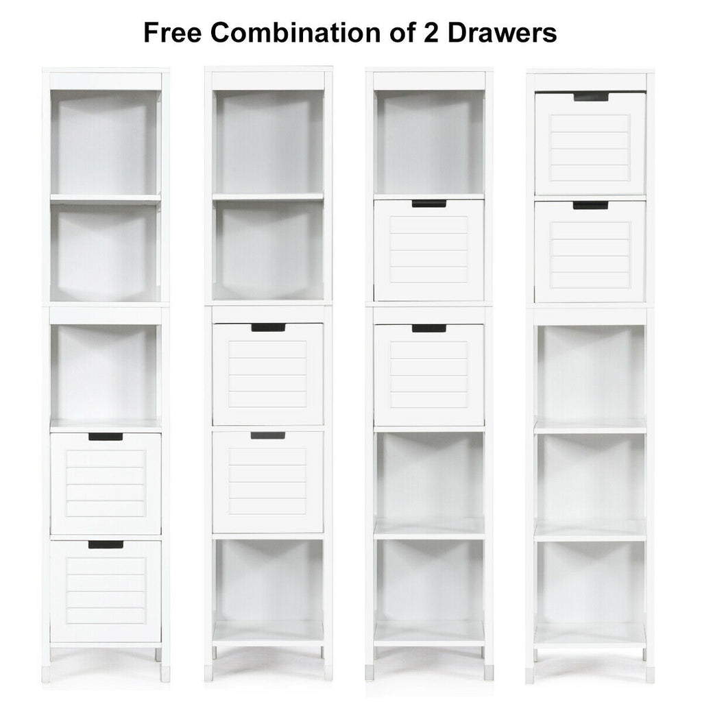 5-Tier Bathroom Floor Cabinet with 2 Drawers