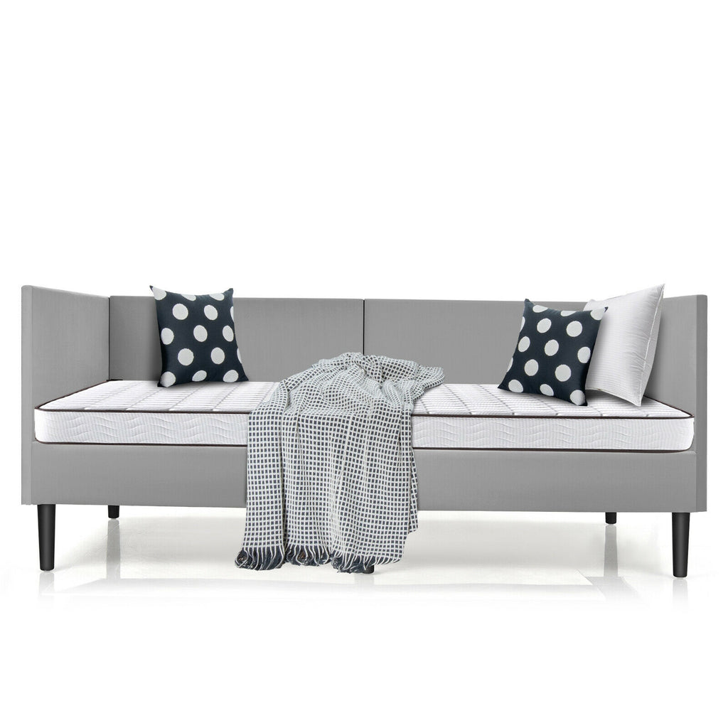 Gray Velvet Twin Size Daybed with Wood Slat Support