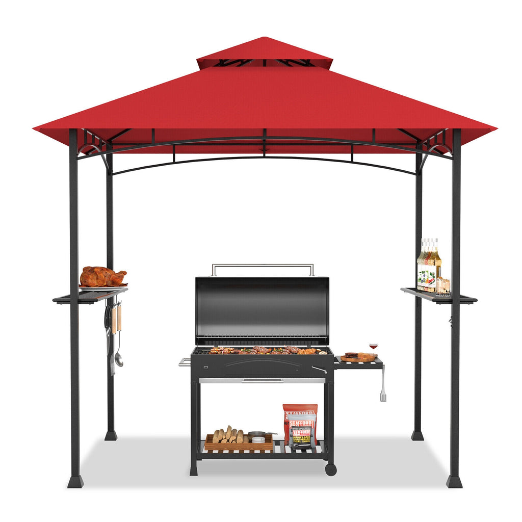 8 x 5 Feet Outdoor Double-Tiered Barbecue Grill Gazebo Canopy Tent