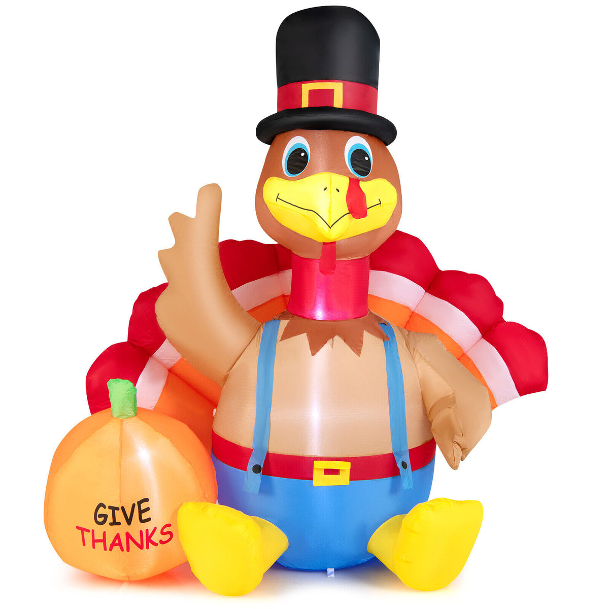 6 Feet Inflatable Thanksgiving Turkey and Pumpkin Yard Decor with Lights