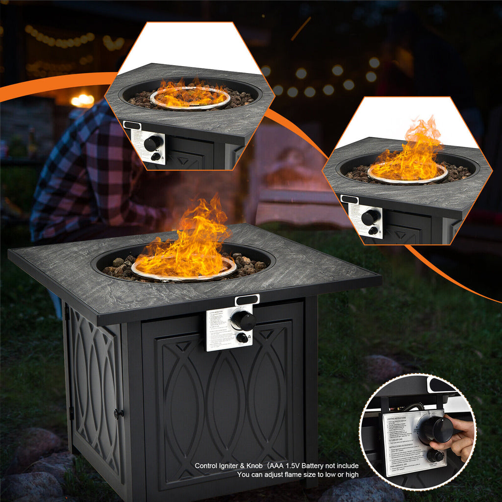 32 Inch Propane Fire Pit Table Square - Black