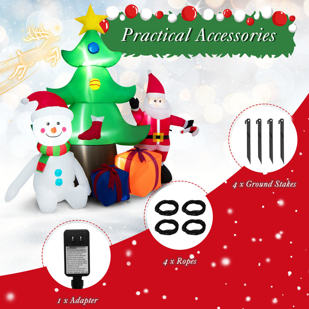 Inflatable Christmas Tree with Santa Claus and Lights - 7.2 Feet, Holiday Yard Decor - Style Variation