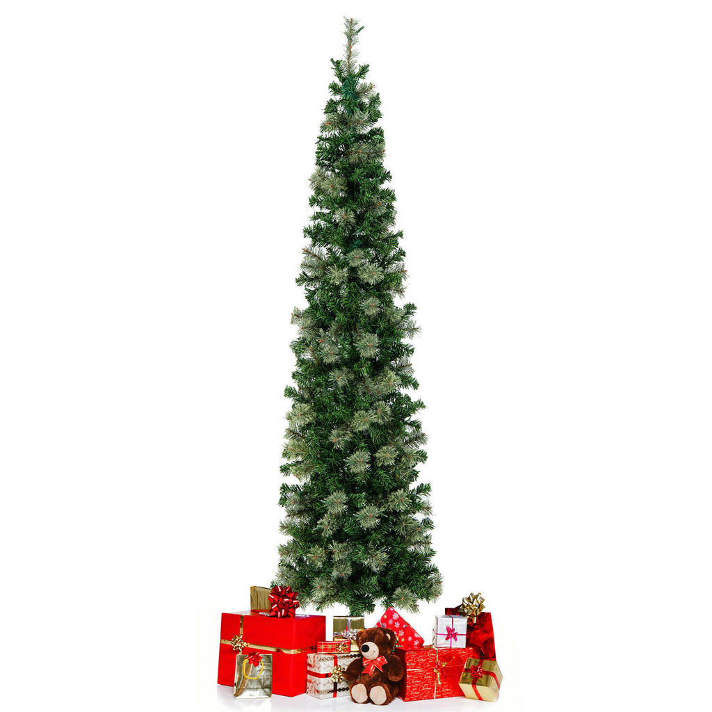7ft Pre-Lit Half Christmas Tree with Pine Needles & 150 Warm White Lights