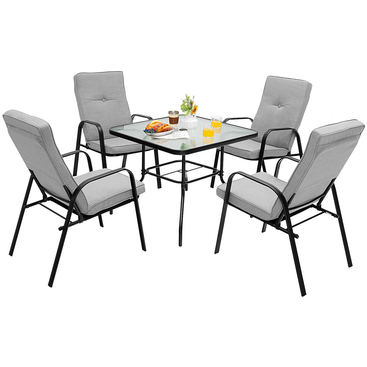 35" Square Tempered Glass Patio Dining Table