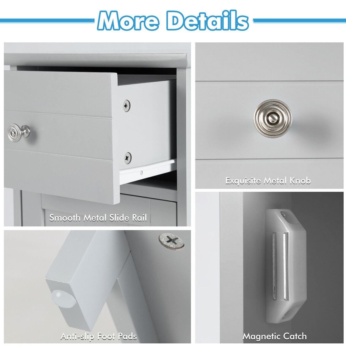 Wooden Bathroom Floor Storage Cabinet with Drawer and Adjustable Shelf