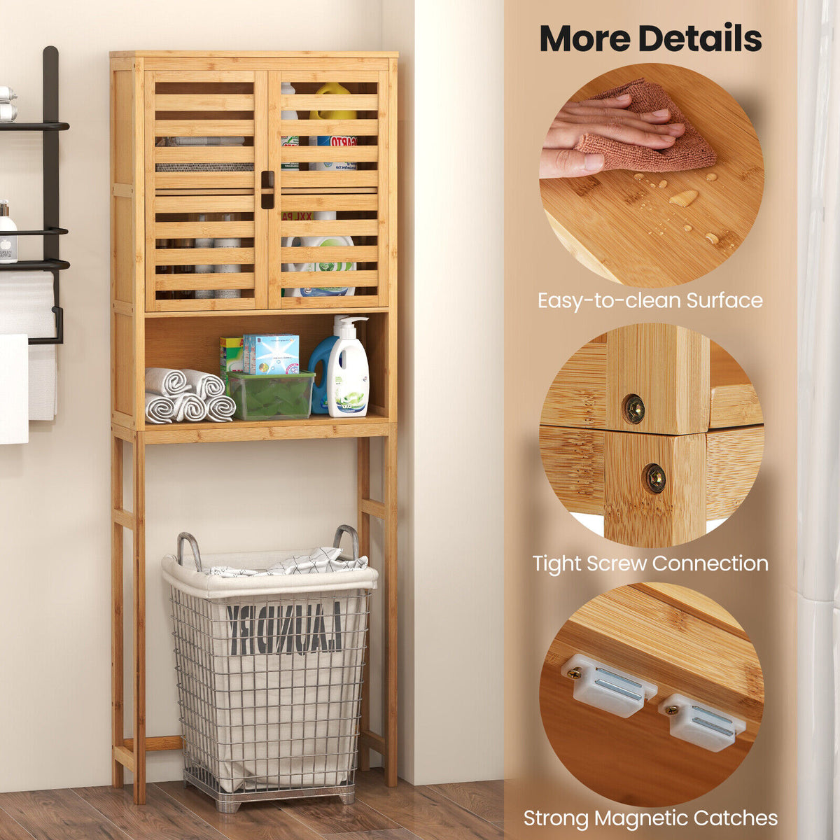 Bamboo Over-the-Toilet Storage Cabinet - 2-Door, Natural