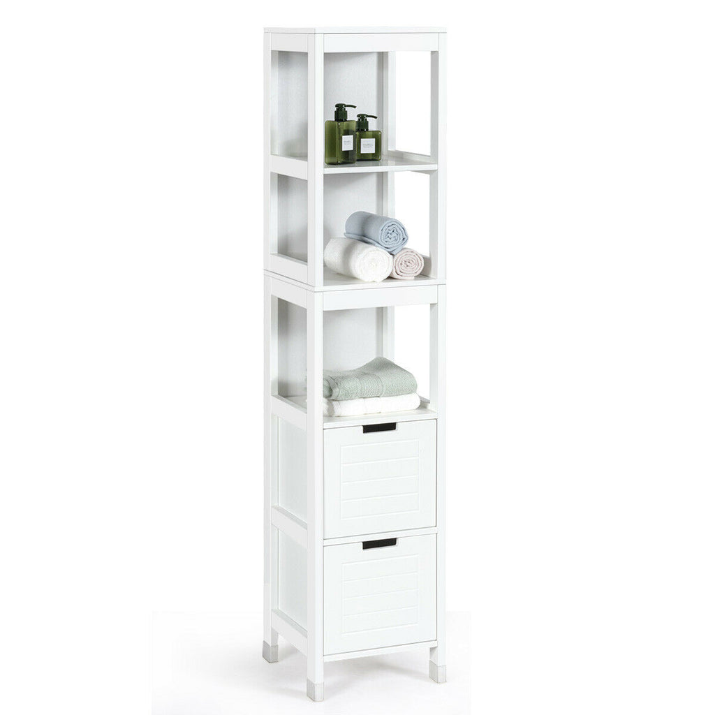 5-Tier Bathroom Floor Cabinet with 2 Drawers