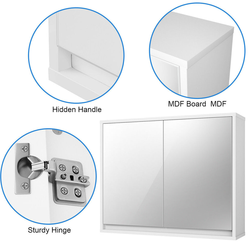 2-Door Wall-Mounted Bathroom Mirrored Medicine Cabinet