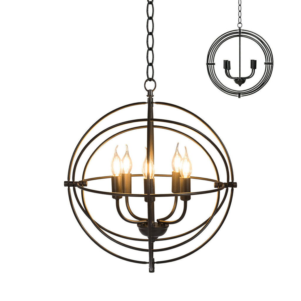 20 Inch Metal Chandelier with Pivoting Interlocking Rings - Industrial Ceiling Light