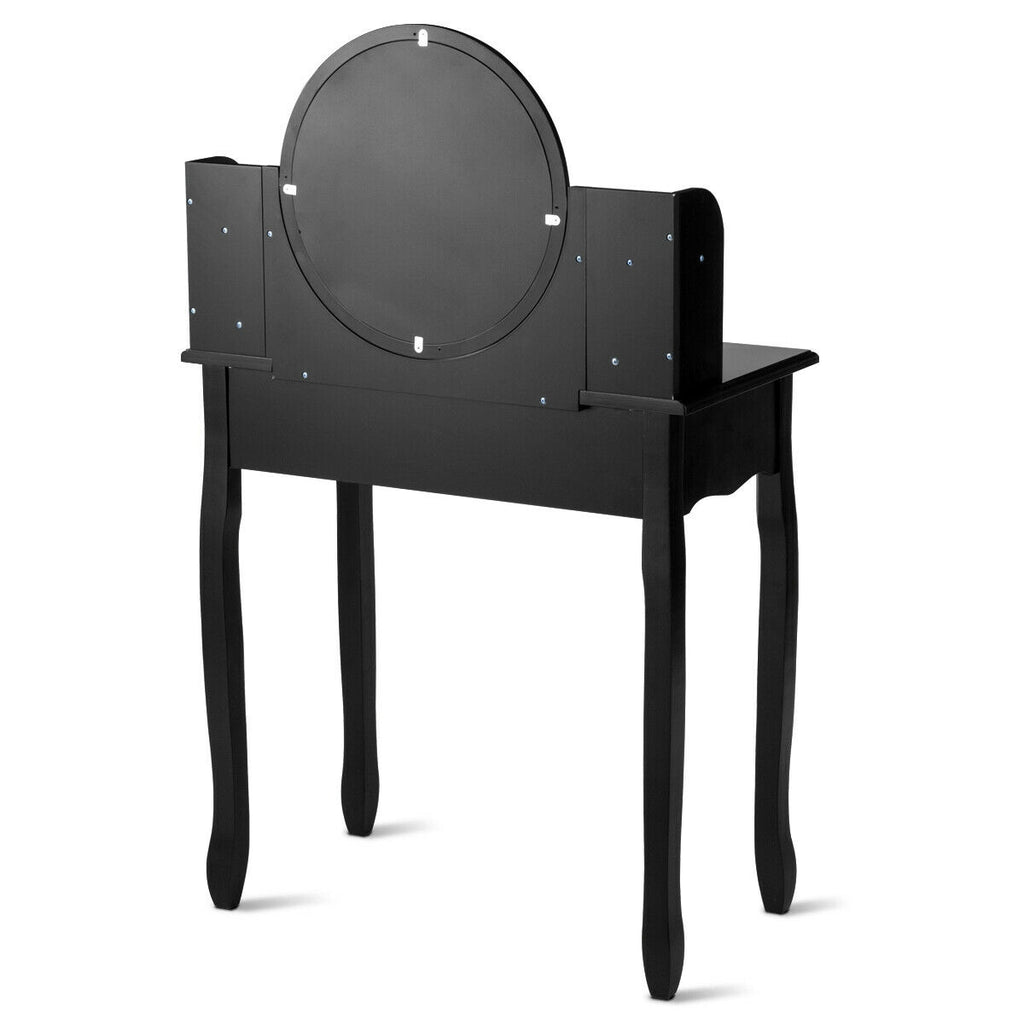 Makeup Vanity Table Set with 360° Rotating Mirror - Black