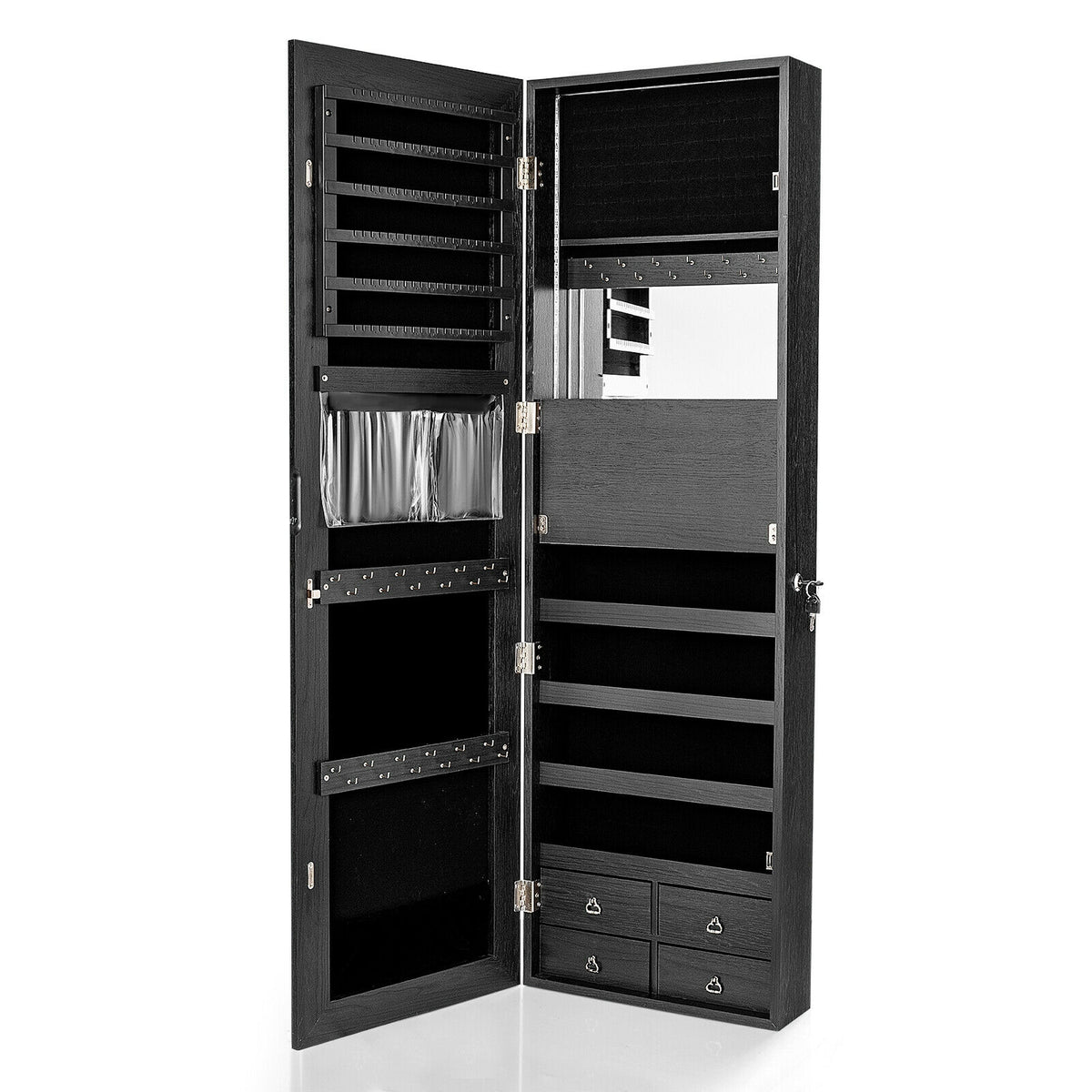 Jewelry & Cosmetics Storage Cabinet - 4 Drawers, Black