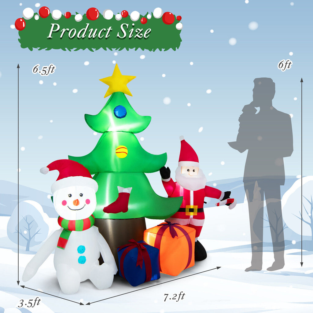 Inflatable Christmas Tree with Santa Claus and Lights - 7.2 Feet, Holiday Yard Decor - Style Variation