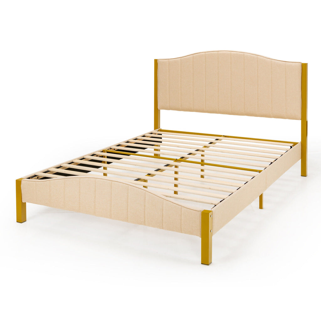 Full Size Upholstered Bed Frame with Quilted Headboard