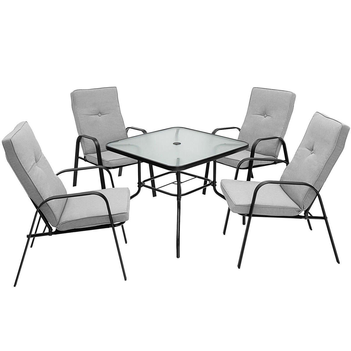 35" Square Tempered Glass Patio Dining Table