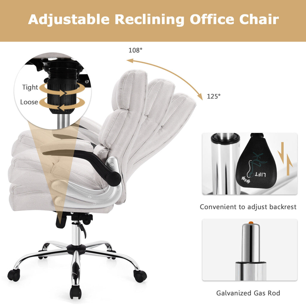 Adjustable Swivel Office Chair with High Back and Flip-up Arm for Home