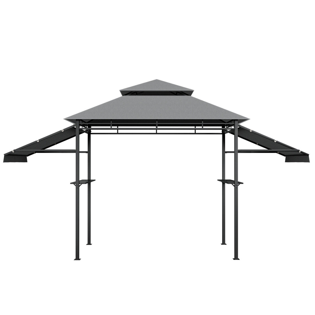 Patio BBQ Grill Gazebo Canopy with Dual Side Awnings, 13.5 x 4 Feet Gray