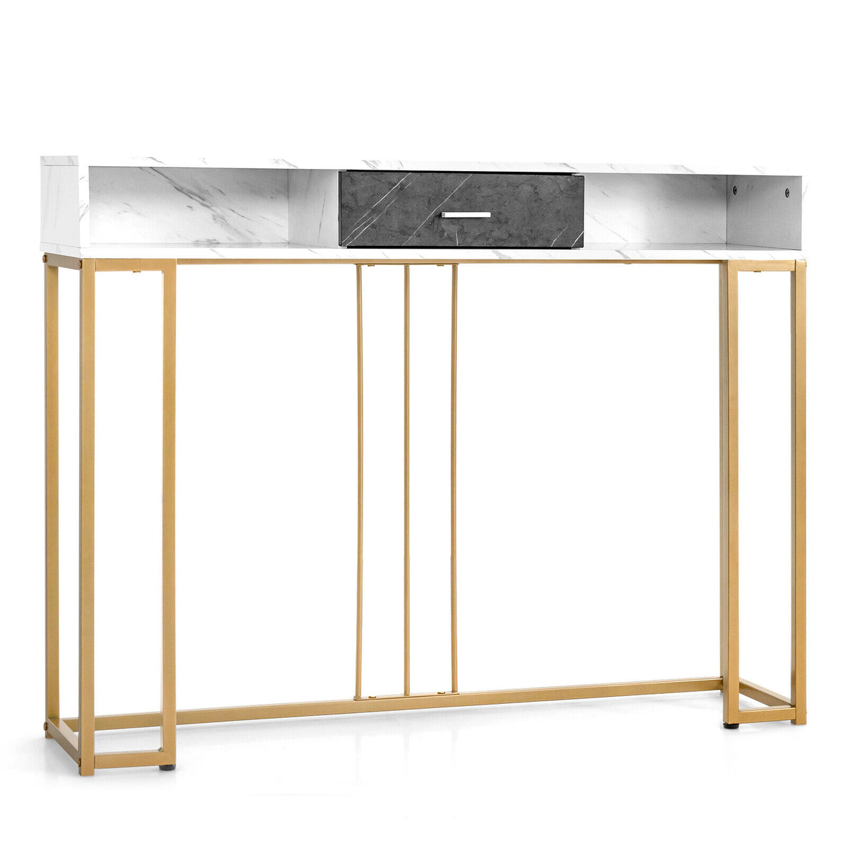 48 Inch 2-Tier Console Table with Drawer, White