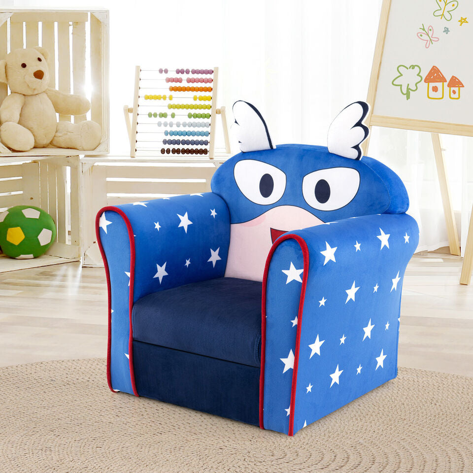 Kids Sofa with Armrest & Thick Cushion - Blue, Childrens Toddler Seat