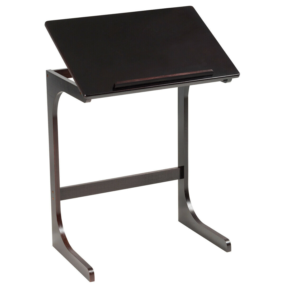 Bamboo Sofa Side Table with Tilting Top - Brown