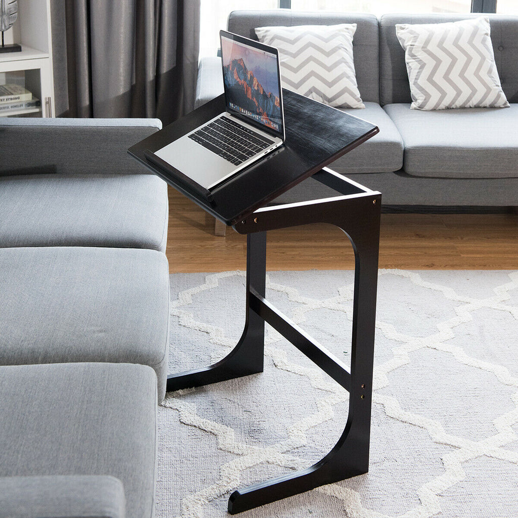 Bamboo Sofa Side Table with Tilting Top - Brown
