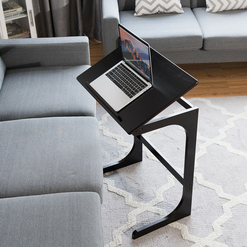 Bamboo Sofa Side Table with Tilting Top - Brown