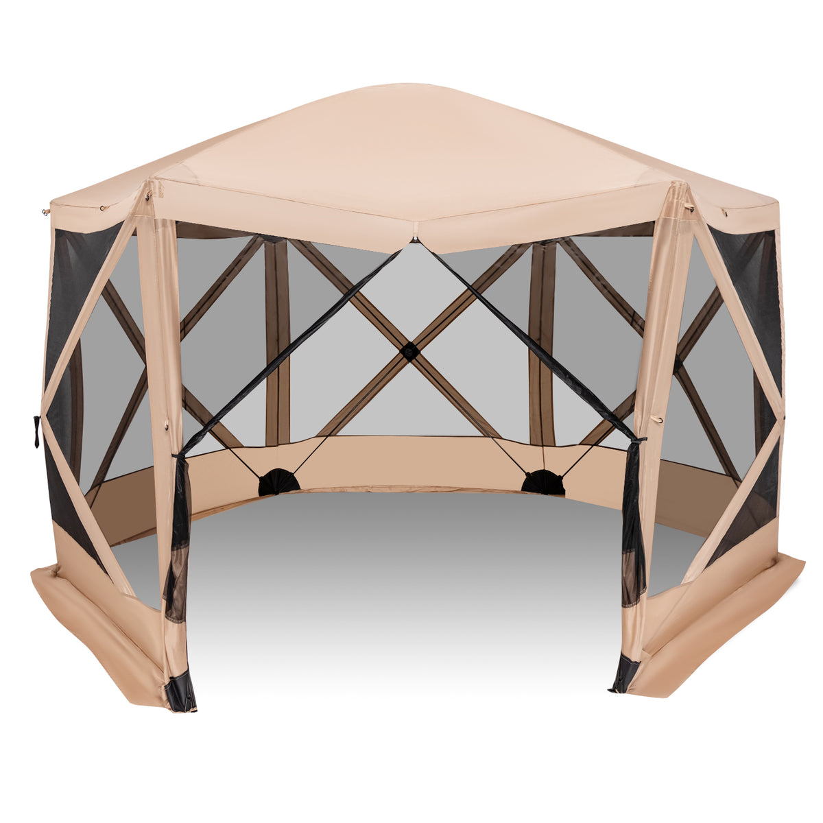 Pop-Up Gazebo Screen House 11.5 x 11.5 ft - Coffee