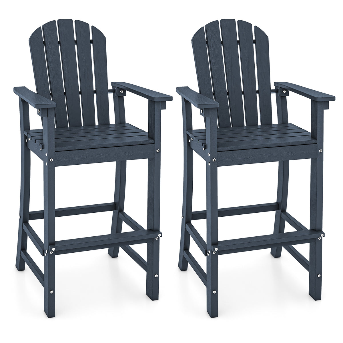 Set of 2 Counter Height Outdoor HDPE Bar Stool with Armrests and