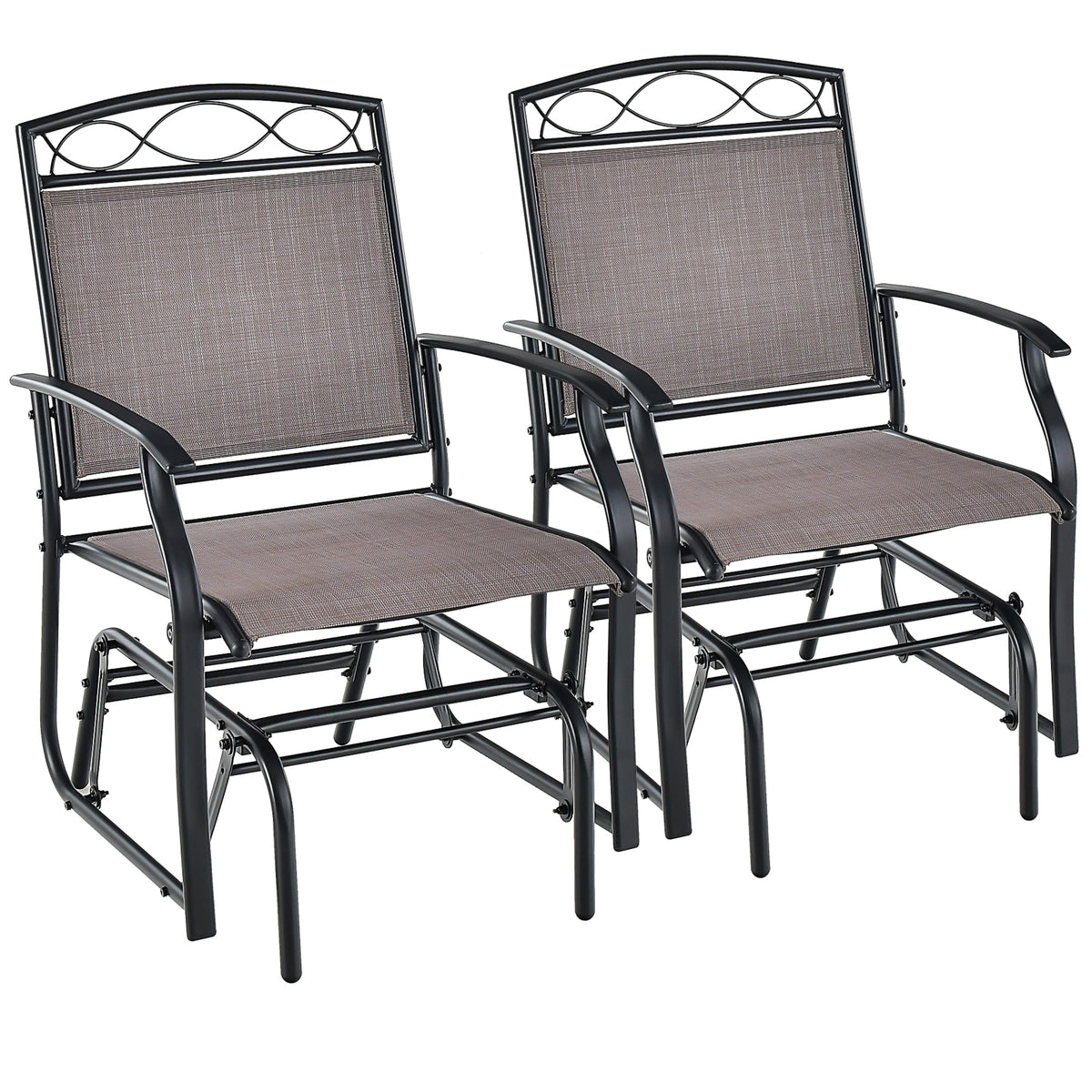 Outdoor Glider Chairs Set of 2 with High Backrest Breathable Mesh