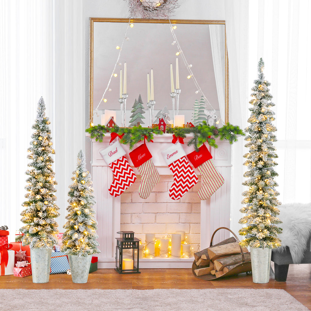 Pre-Lit Snow Flocked Artificial Christmas Trees Set of 3 - Costway - Snow Flocked Variation